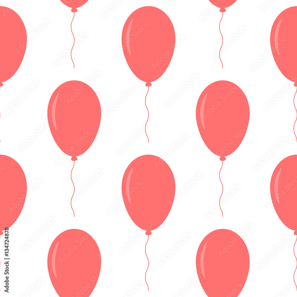 Pink balloons with strings. Seamless pattern. Pink balloons with strings. Seamless pattern.