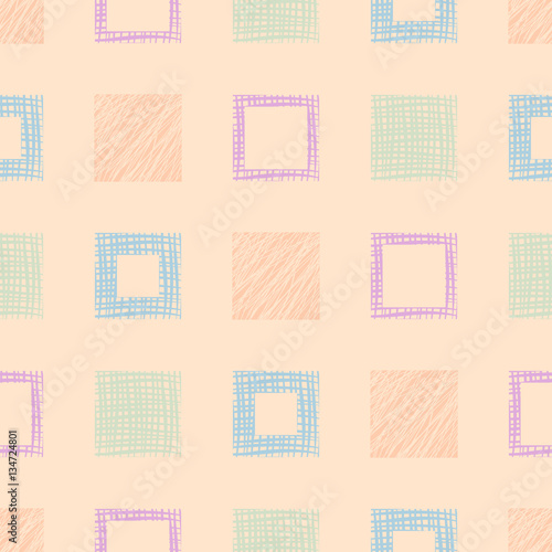 Wallpaper Mural Seamless vector geometrical pattern, endless background with hand drawn textured geometric figures. Graphic illustration Template for wrapping, web backgrounds, wallpaper Torontodigital.ca