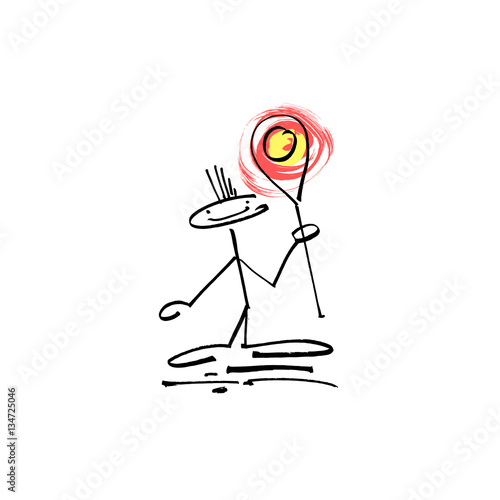 hand drawing sketch human smile stick figure with map sign