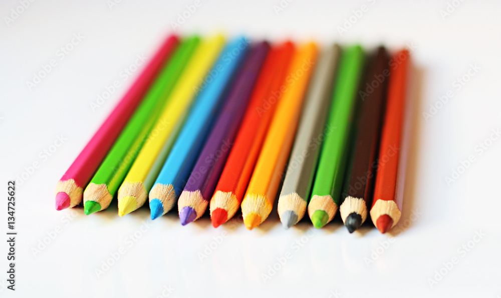 coloured pencil pastels on a colour background isolated coloured pencil pastels on a colour background isolated