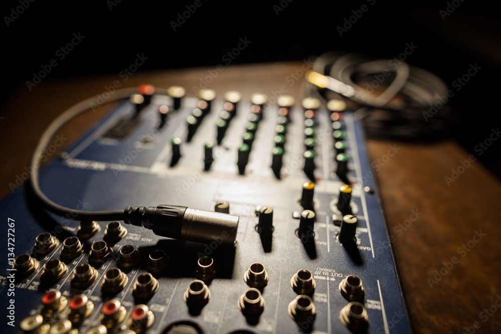 Mixer desk detail Stock Photo | Adobe Stock