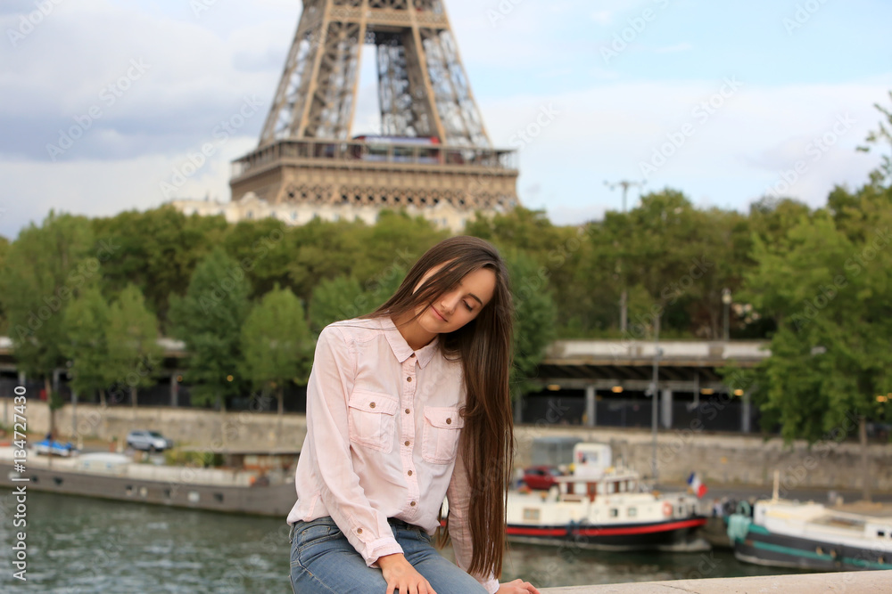 Beautiful girl have fun in the Paris