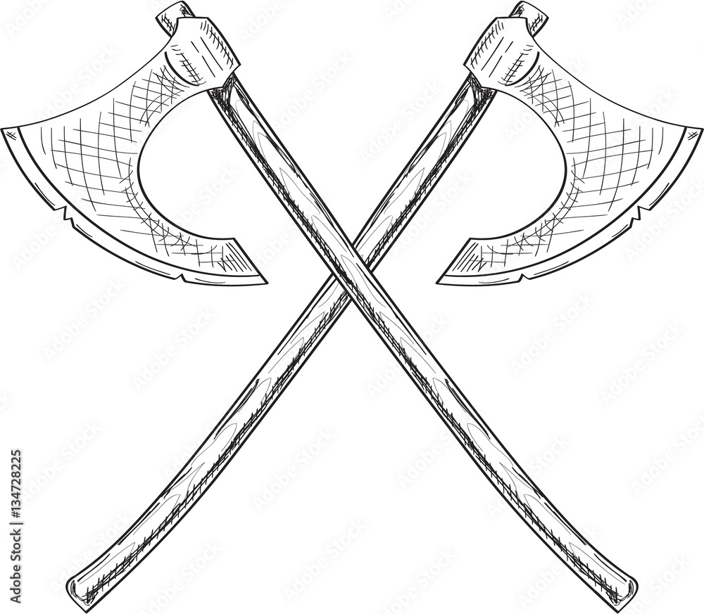 Cross viking axe vector de Stock Adobe Stock