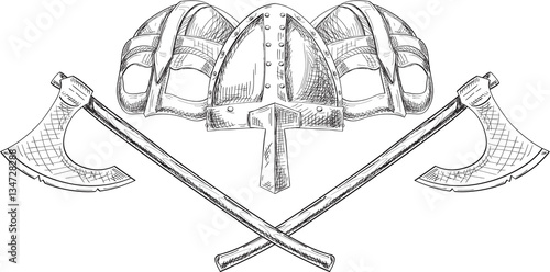 Viking helmets and axes