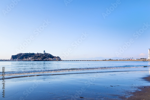 The Enoshima and Koshigoe coast. Located in Kamakura, Kanagawa Prefecture Japan. photo