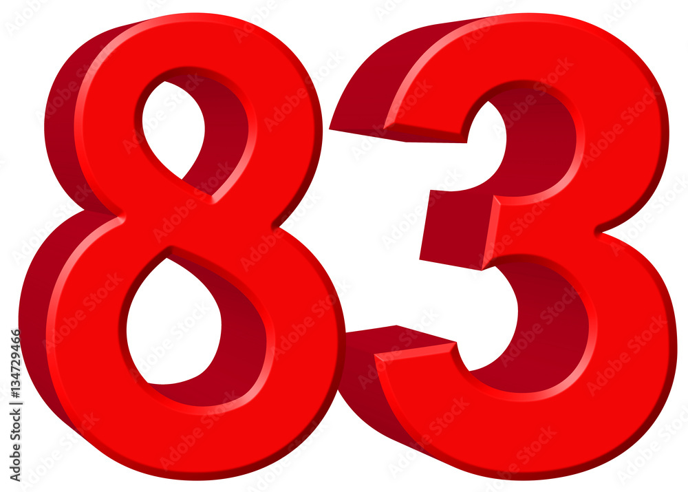 Numeral 83, eighty three, isolated on white background, 3d rende Numeral 83, eighty three, isolated on white background, 3d rende