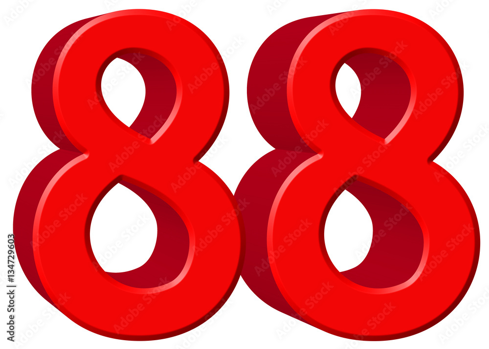 Numeral 88, eighty eight, isolated on white background, 3d rende Numeral 88, eighty eight, isolated on white background, 3d rende