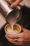 Coffee latte art making by barista