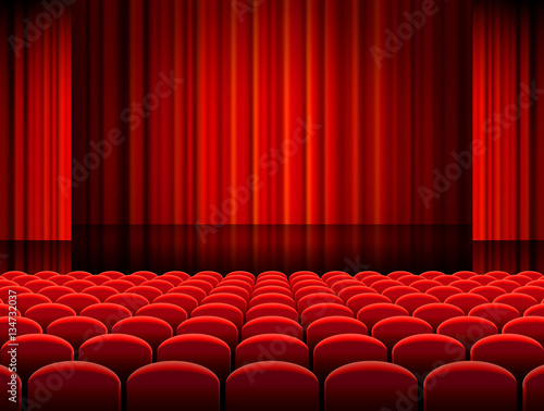 Vector Theather Hall with red Curtains