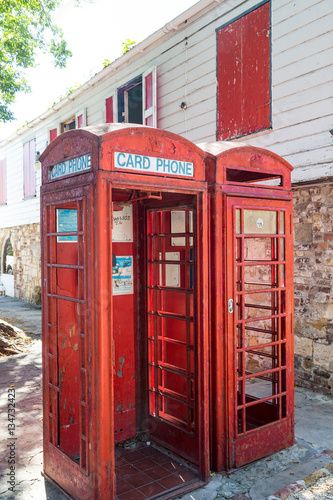 Two Old Red Phone Booths