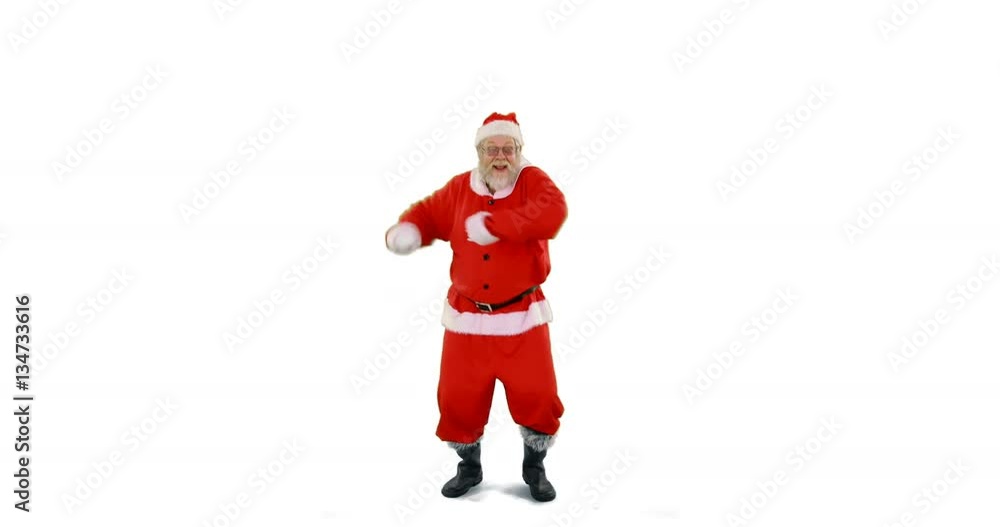 Happy santa claus dancing against white background 4k Happy santa claus dancing against white background 4k
