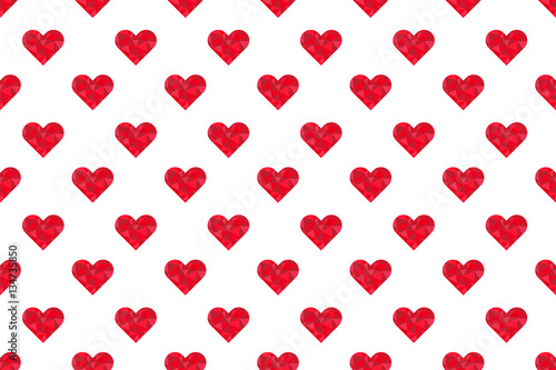 polygon pink hearts pattern seamless background