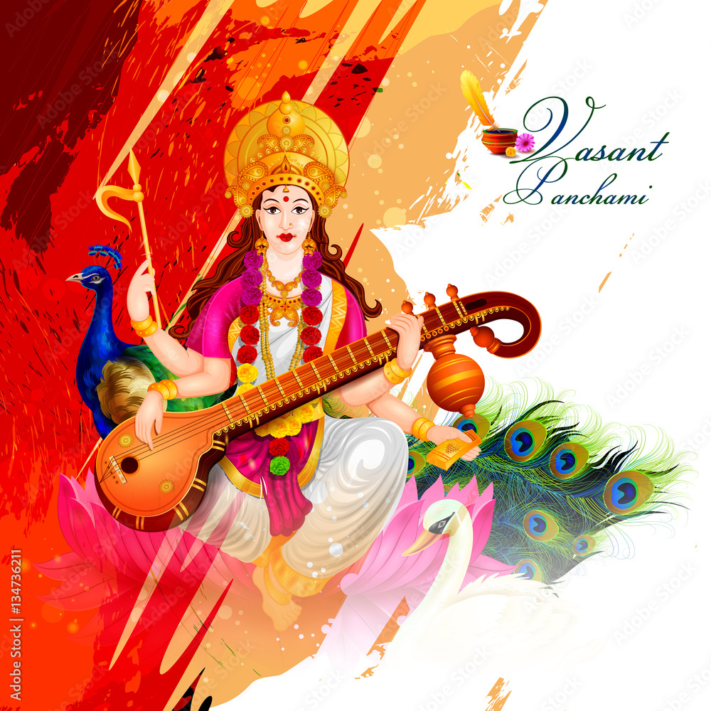 Goddess Saraswati for Vasant Panchami Puja of India Goddess Saraswati for Vasant Panchami Puja of India