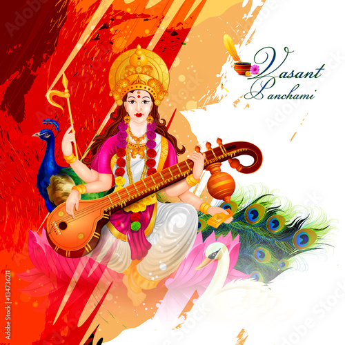 Goddess Saraswati for Vasant Panchami Puja of India