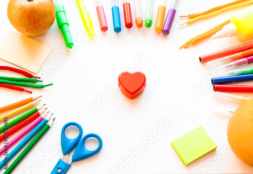 Stationery on the white background.