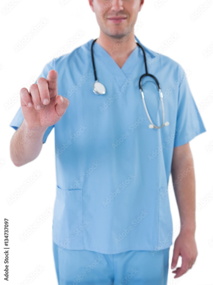 Surgeon pretending to be futuristic using digital screen Surgeon pretending to be futuristic using digital screen