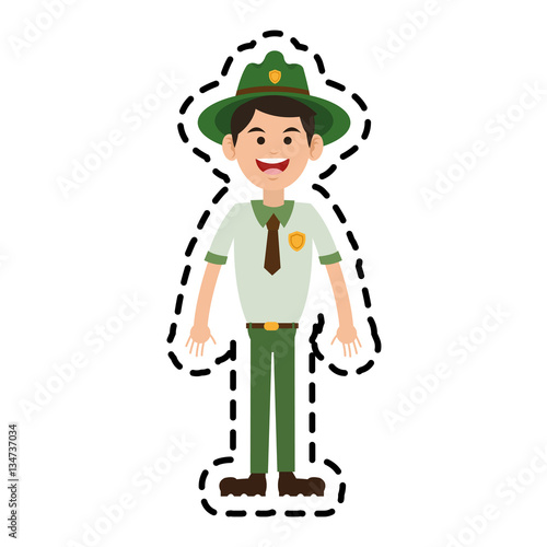 Forest ranger man icon over white background. colorful design. vector illustration