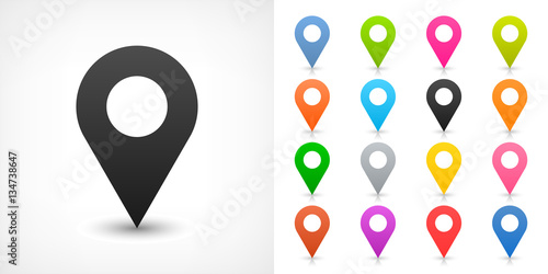 Color map pin sign location icon in flat style