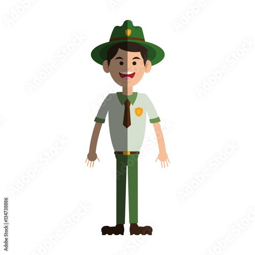 Forest ranger man icon over white background. colorful design. vector illustration