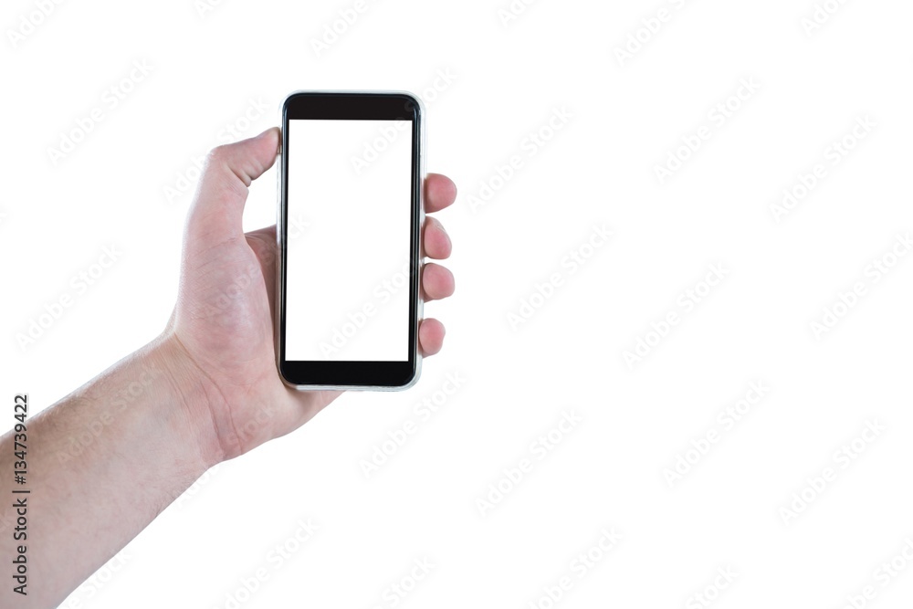 Man holding mobile phone Man holding mobile phone