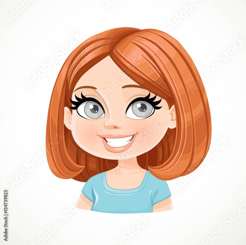 Beautiful brunette girl with short bob haircut portrait isolated