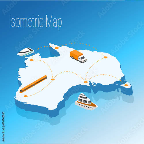 Map australia isometric concept.
