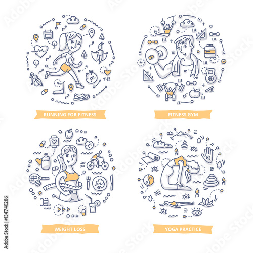 Fitness Doodle Illustrations