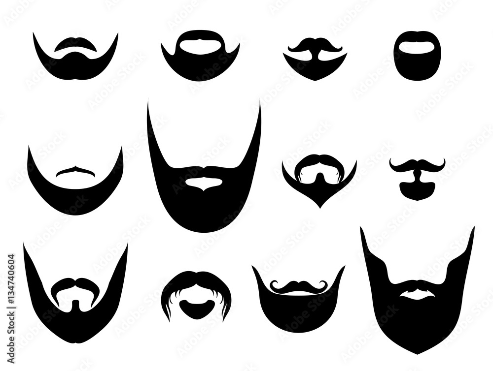 Men vector silhouette shapes of beards and mustaches Men vector silhouette shapes of beards and mustaches