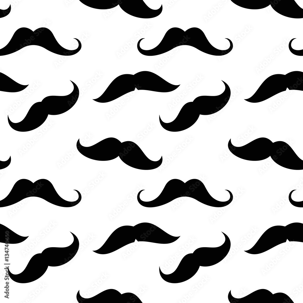 Vector mustaches seamless pattern in black and white Vector mustaches seamless pattern in black and white