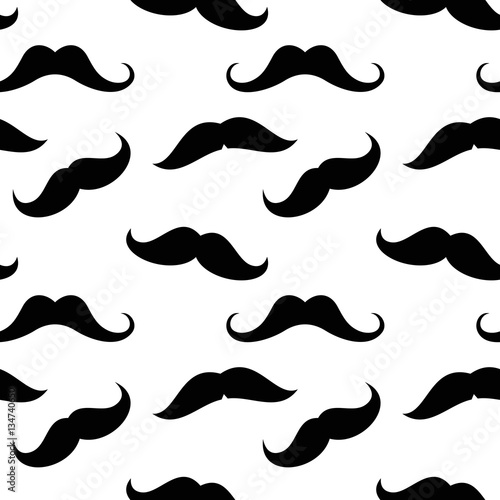 Vector mustaches seamless pattern in black and white