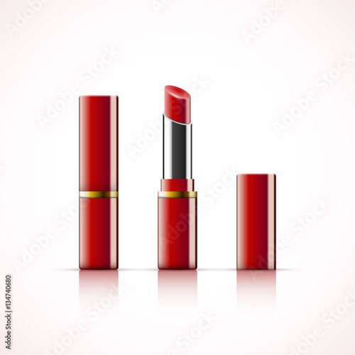 Realistic red lipstick set, vector illustration