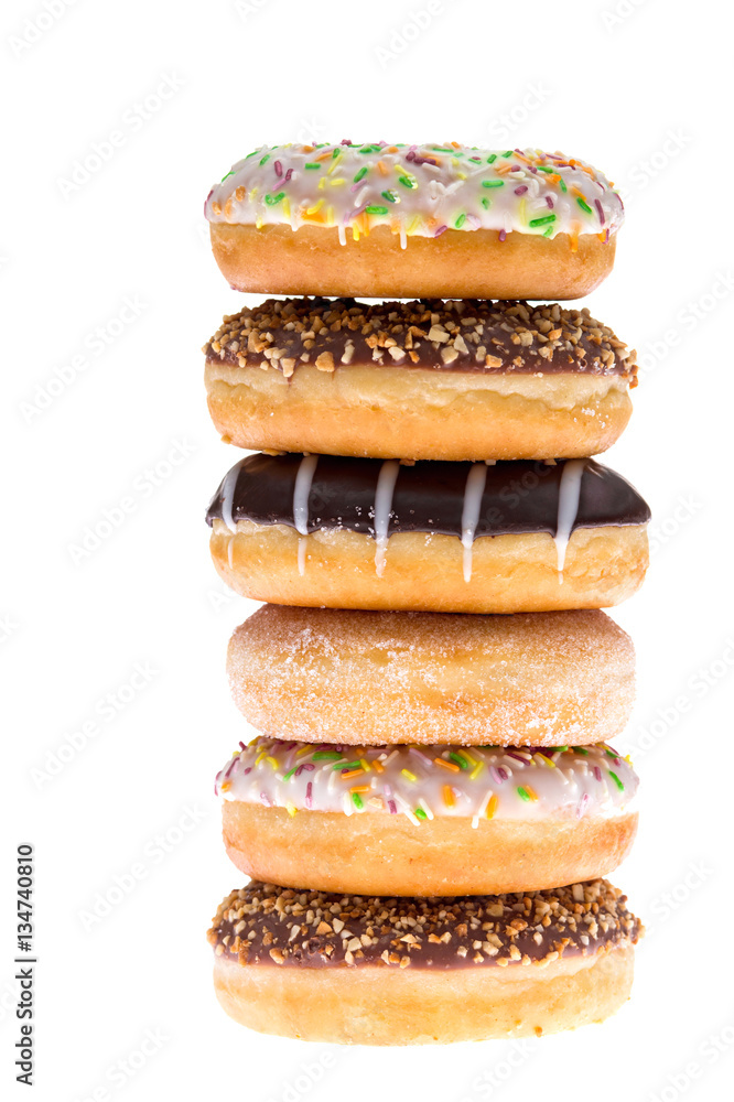 Assorted Donuts on white, various donuts
