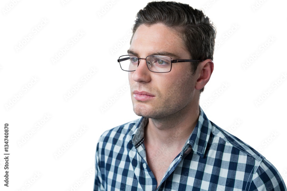 Thoughtful man wearing spectacles