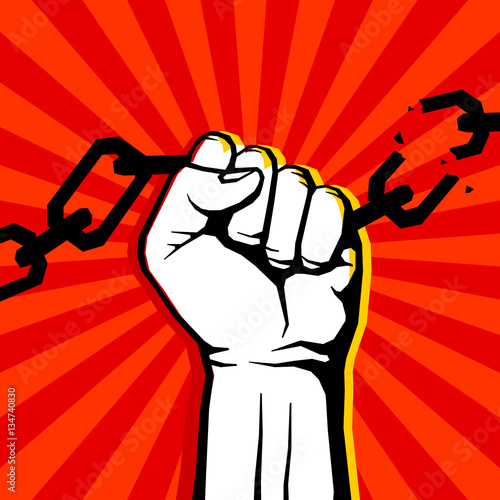 Breaking chain protest, rebel vector poster
