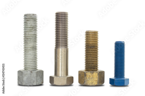 Obraz na płótnie Old nut and bolt isolated on a white background with clipping path w salonie