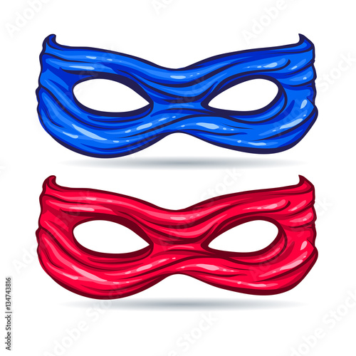 blue and red mask for face character super hero in the style of comics
