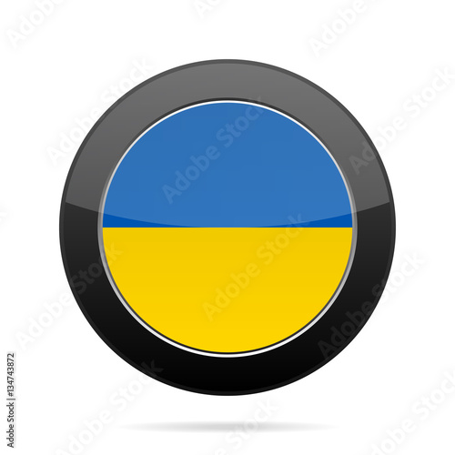 Free Download Flag of Ukraine. Shiny black round button. - GFXLoad