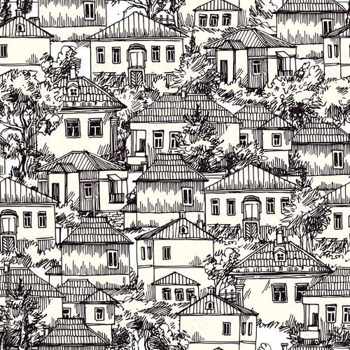 village seamless pattern