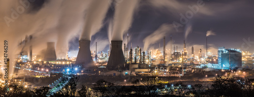 Grangemouth refinery at night photo