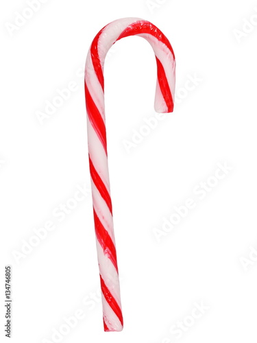 Christmas candy cane isolated on white, with clipping path