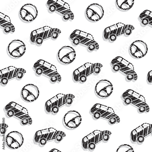 Car. Car steering wheel. Black-and-white pattern. Automotive topic. Seamless patterns. illustration photo
