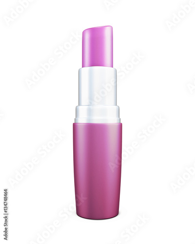 Pink lipstick isolated on white background. 3d rendering