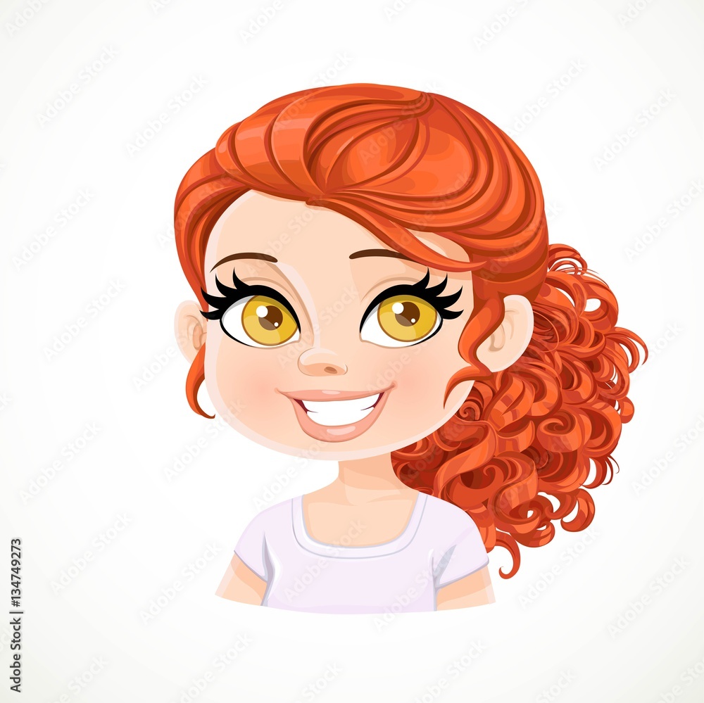 Beautiful brunette girl with red curled into tight ringlets h Beautiful brunette girl with red curled into tight ringlets h