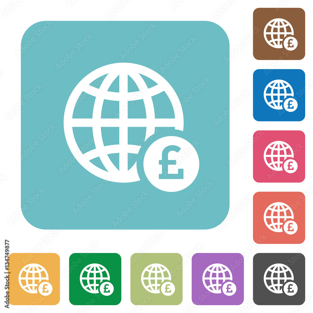 Online Pound payment rounded square flat icons Online Pound payment rounded square flat icons