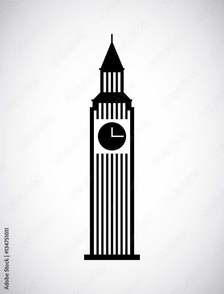 big ben iconic monument of london over white background. vector illustration