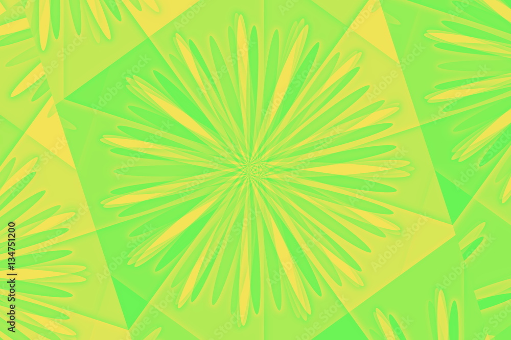 Fototapeta premium Illustration of an abstract yellow and green umbrella