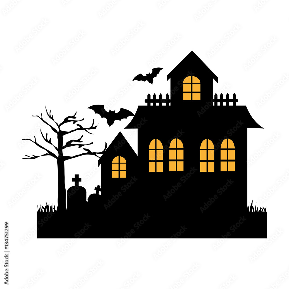 celebration card halloween scene vector illustration design
