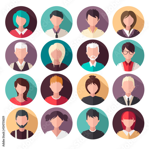 set of vector flat icons. People icons. avatars.