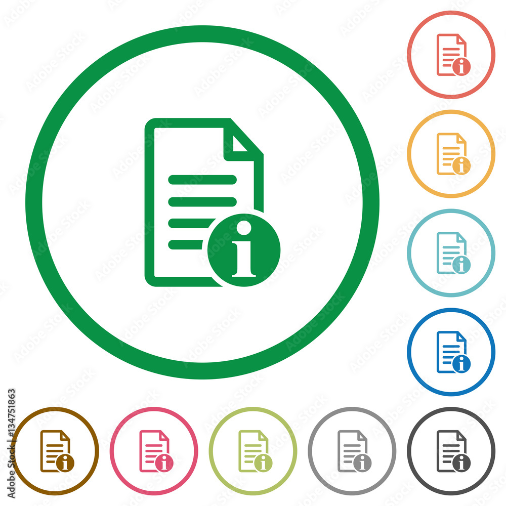 Document info flat icons with outlines Document info flat icons with outlines