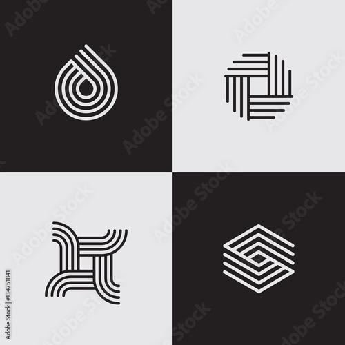 Modern line logos. Futuristic geometric shapes. Eps10 vector.